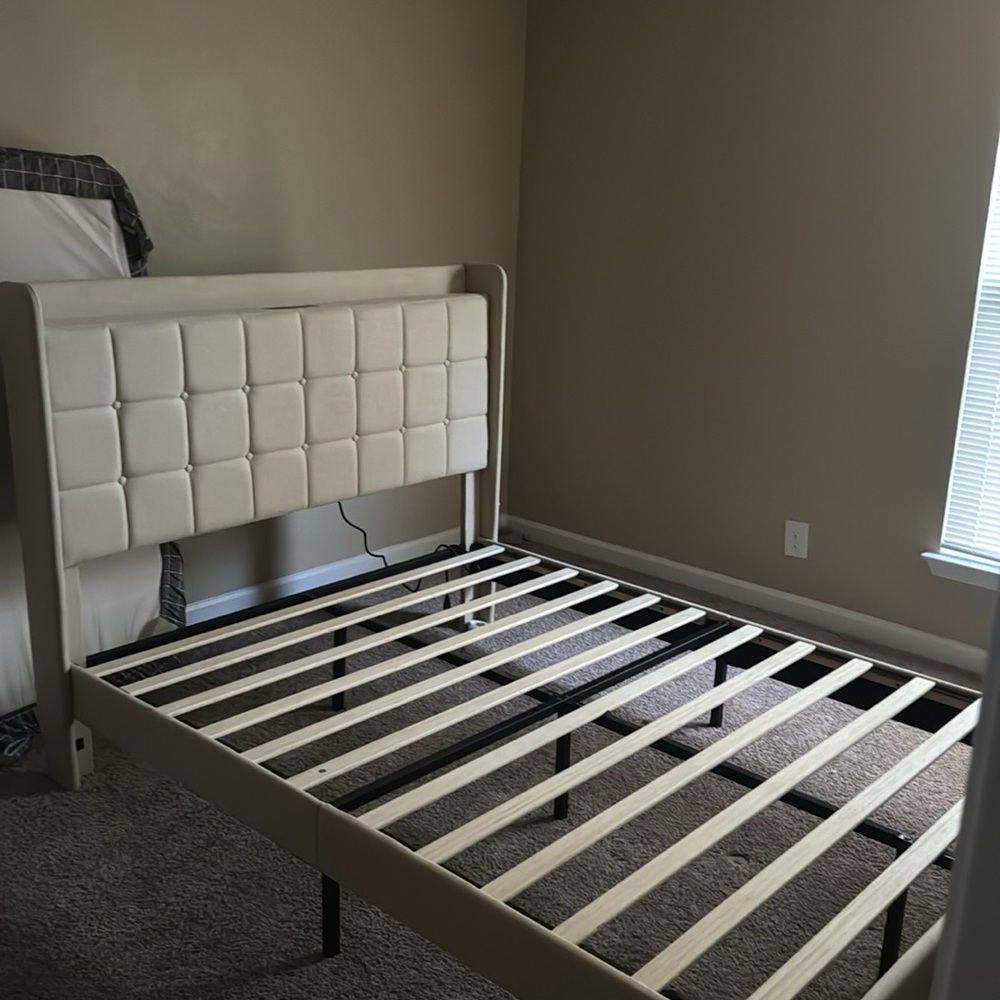 Elegant Cream Upholstered Bed Frame